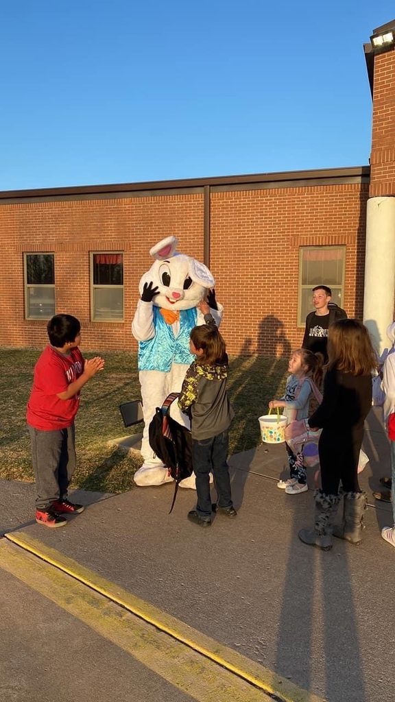 The Easter Bunny greeted students