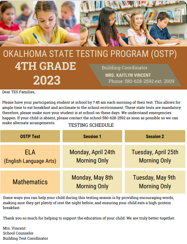 4th grade testing info